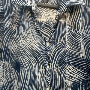 Armani Exchange Navy and White Striped Men's Shirt Size XXL